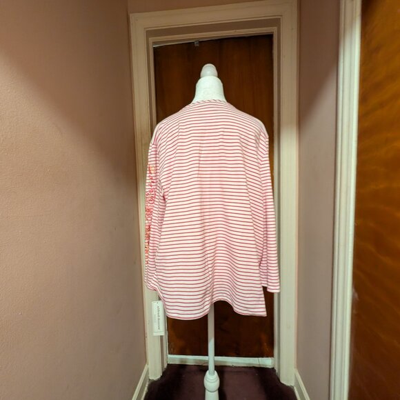 NWT Alfred Dunner Ladies Pink and Red & White Striped Long Sleeve Top, XL - Picture 2 of 11